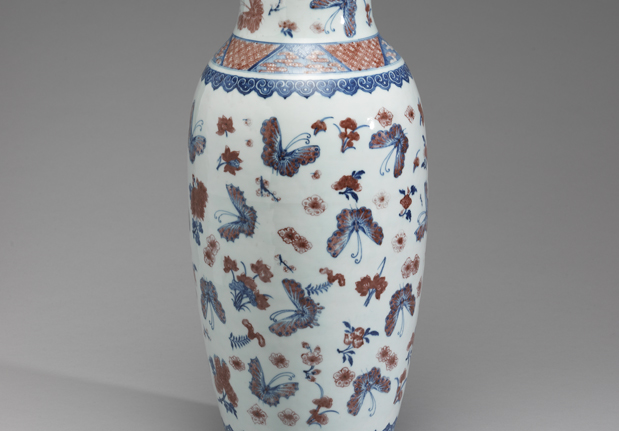 清 青花釉裡紅花鳥瓶